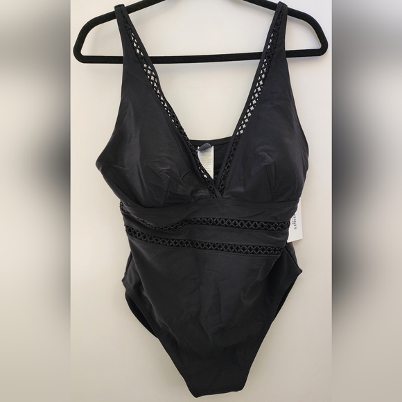 Swimsuits For All Other - Swimsuits for All‎ NWT Deep V Black One Piece Suit with removable pads